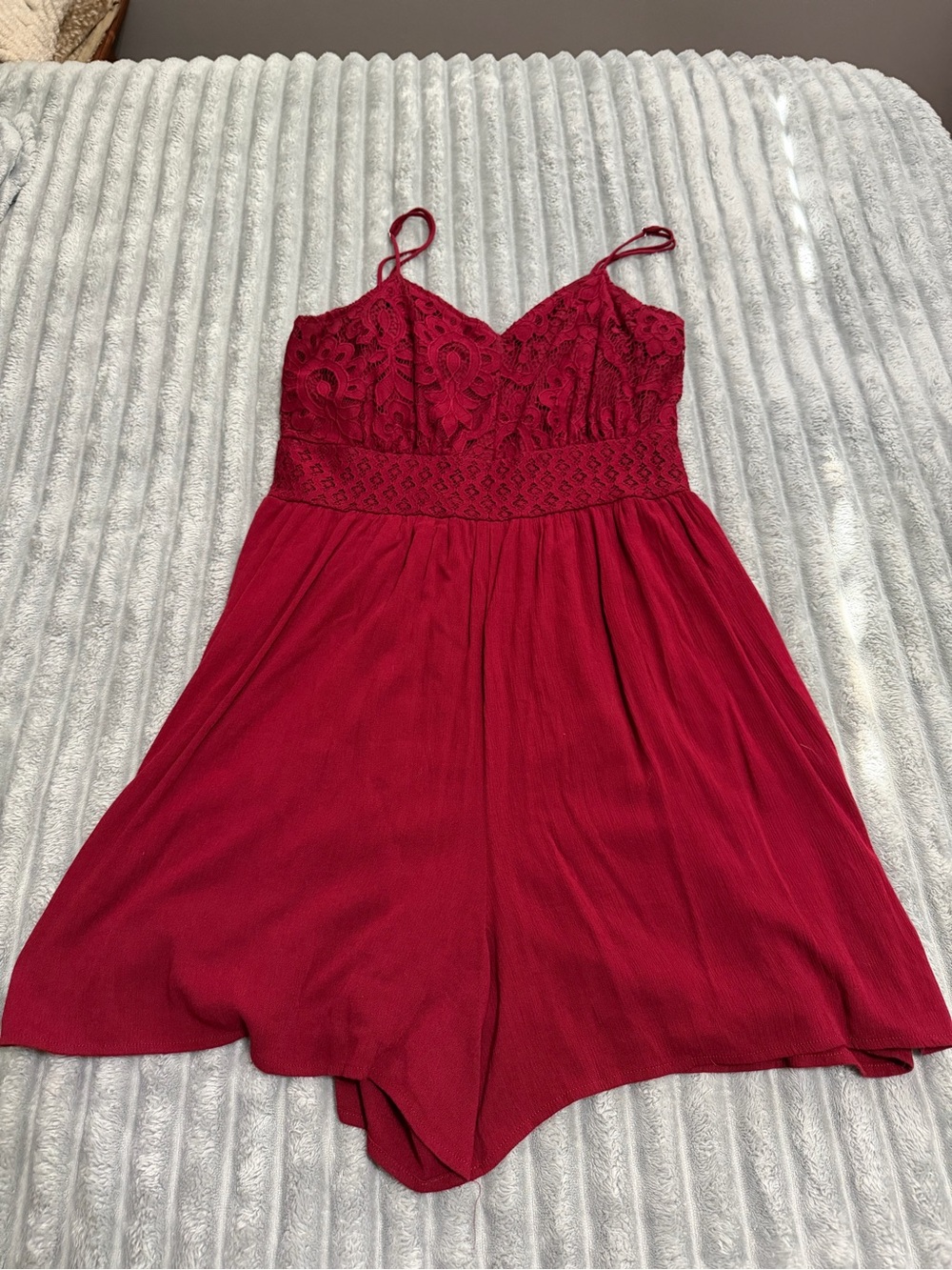 Maurice’s Lace Bodice Red Spaghetti Strap Romper
